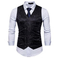 Men's Formal Slim Fit Double Breasted Suit Vests - Fashion Printed Men Waistcoat-Black-S-JadeMoghul Inc.