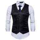 Men's Formal Slim Fit Double Breasted Suit Vests - Fashion Printed Men Waistcoat-Black-S-JadeMoghul Inc.