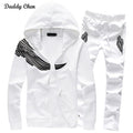 Men's Hooded Jacket & Bottom Suit - Fitness Set-white-M-JadeMoghul Inc.
