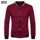 Men's Hoodie - Casual Zipper Jacket - High-Quality Sweatshirt White 3D Plaid Tracksuit-Burgundy-S-JadeMoghul Inc.