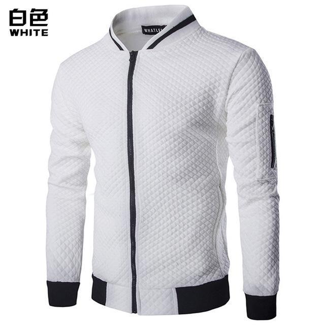 Men's Hoodie - Casual Zipper Jacket - High-Quality Sweatshirt White 3D Plaid Tracksuit-White-S-JadeMoghul Inc.