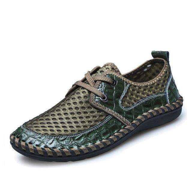 Men's Leather Loafers-Lace green-6.5-JadeMoghul Inc.