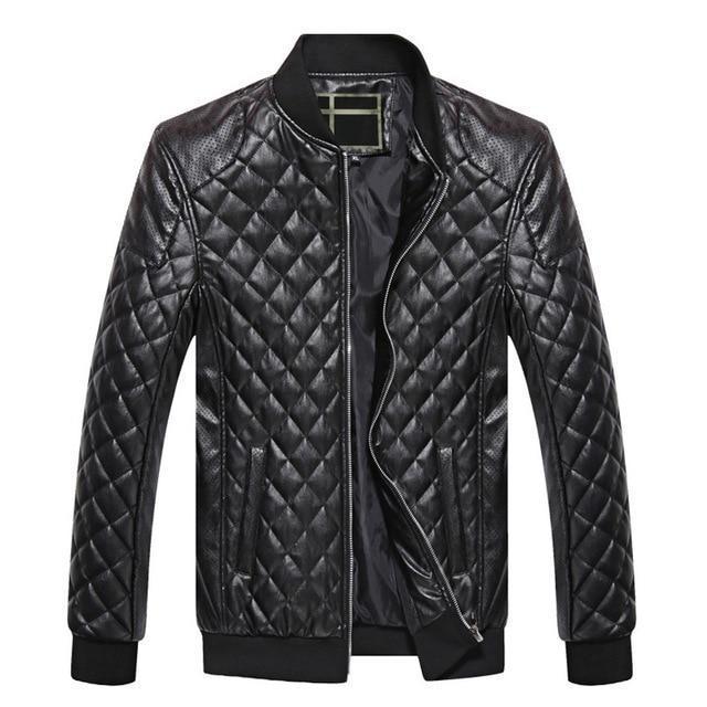 Men's PU Leather Jacket - Stand Collar Parkas - Thick Warm Clothing-Black-M-JadeMoghul Inc.