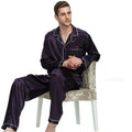 Mens Silk Satin Pajamas Set Pajama Pyjamas Set Sleepwear Loungewear S,M,L,XL,XXL,XXXL,4XL Plus Size__Big and tall-Purple-S-JadeMoghul Inc.