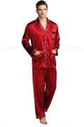 Mens Silk Satin Pajamas Set Pajama Pyjamas Set Sleepwear Loungewear S,M,L,XL,XXL,XXXL,4XL Plus Size__Big and tall-Wine-XXL-JadeMoghul Inc.