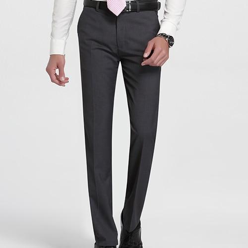 Men's Slim Fit Flat-Front Formal Trousers - Thin Office Dress Pants-X30-7 Gray-28-JadeMoghul Inc.