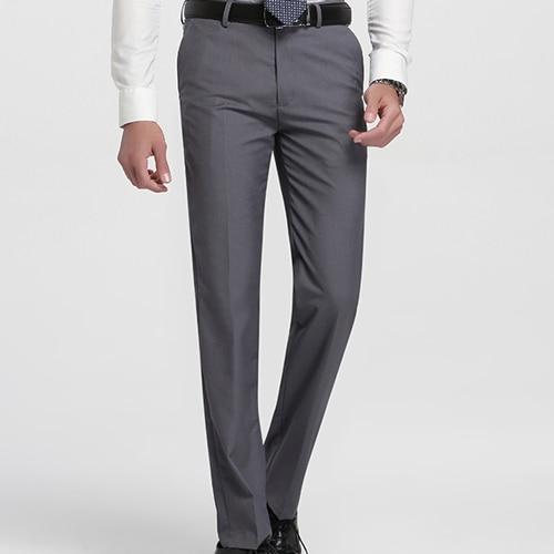 Men's Slim Fit Flat-Front Formal Trousers - Thin Office Dress Pants-X30-8 Light Grey-28-JadeMoghul Inc.