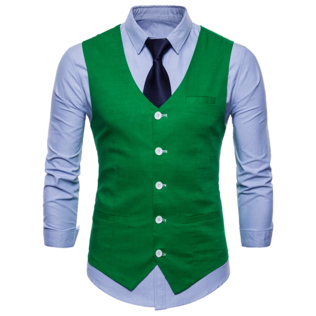 Men's Slim Fit Single Breasted Suit Vest - Formal Dress Waistcoat-grass green-XL-JadeMoghul Inc.