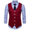 Men's Slim Fit Single Breasted Suit Vest - Formal Dress Waistcoat-wine red-XL-JadeMoghul Inc.