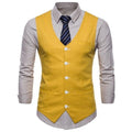 Men's Slim Fit Single Breasted Suit Vest - Formal Dress Waistcoat-yellow-XL-JadeMoghul Inc.