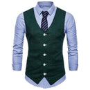Men's Slim Fit Single Breasted Vest - Formal Dress Waistcoat-dark green-XL-JadeMoghul Inc.