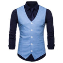 Men's Slim Fit Single Breasted Vest - Formal Dress Waistcoat-light blue-XL-JadeMoghul Inc.
