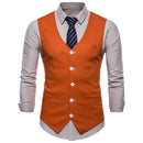 Men's Slim Fit Single Breasted Vest - Formal Dress Waistcoat-orange-XL-JadeMoghul Inc.