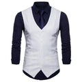 Men's Slim Fit Single Breasted Vest - Formal Dress Waistcoat-white-XL-JadeMoghul Inc.