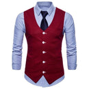 Men's Slim Fit Single Breasted Vest - Formal Dress Waistcoat-wine red-XL-JadeMoghul Inc.