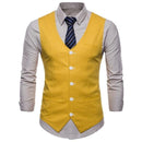 Men's Slim Fit Single Breasted Vest - Formal Dress Waistcoat-yellow-XL-JadeMoghul Inc.