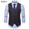 Men's Smart Casual Vest - Herringbone Pattern Waistcoat - Tweed Slim Fit Vest-Black-L-JadeMoghul Inc.