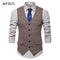 Men's Smart Casual Vest - Herringbone Pattern Waistcoat - Tweed Slim Fit Vest-Black-L-JadeMoghul Inc.