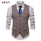 Men's Smart Casual Vest - Herringbone Pattern Waistcoat - Tweed Slim Fit Vest-Khaki-L-JadeMoghul Inc.