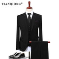 Mens Suit - 3 Pieces(Jacket+Vest+Pant) Slim Fit Suit-Black-M-JadeMoghul Inc.