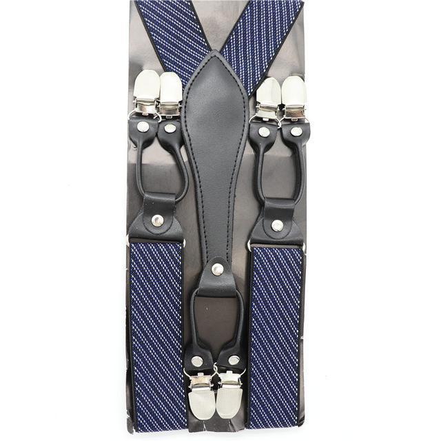 Men's suspenders casual Fashion braces High quality leather suspenders Adjustable 6 clip Belt Strap 11 COLOR Father'day-AG36-JadeMoghul Inc.