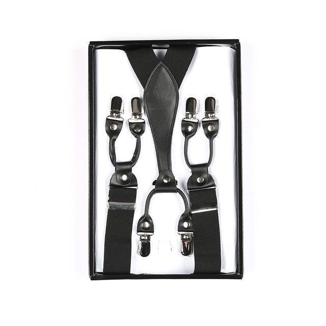 Men's suspenders casual Fashion braces High quality leather suspenders Adjustable 6 clip Belt Strap 11 COLOR Father'day-AG38-JadeMoghul Inc.