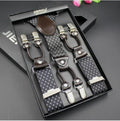 Men's suspenders casual Fashion braces High quality leather suspenders Adjustable 6 clip Belt Strap 11 COLOR Father'day-Z4-JadeMoghul Inc.