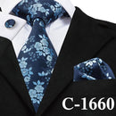 Mens Tie Blue Stripe Silk Jacquard Necktie Hanky Cufflink Set Business Wedding Party Ties For Men Men's Gift C-703-C-1660-JadeMoghul Inc.