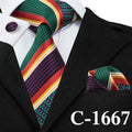 Mens Tie Blue Stripe Silk Jacquard Necktie Hanky Cufflink Set Business Wedding Party Ties For Men Men's Gift C-703-C-1667-JadeMoghul Inc.
