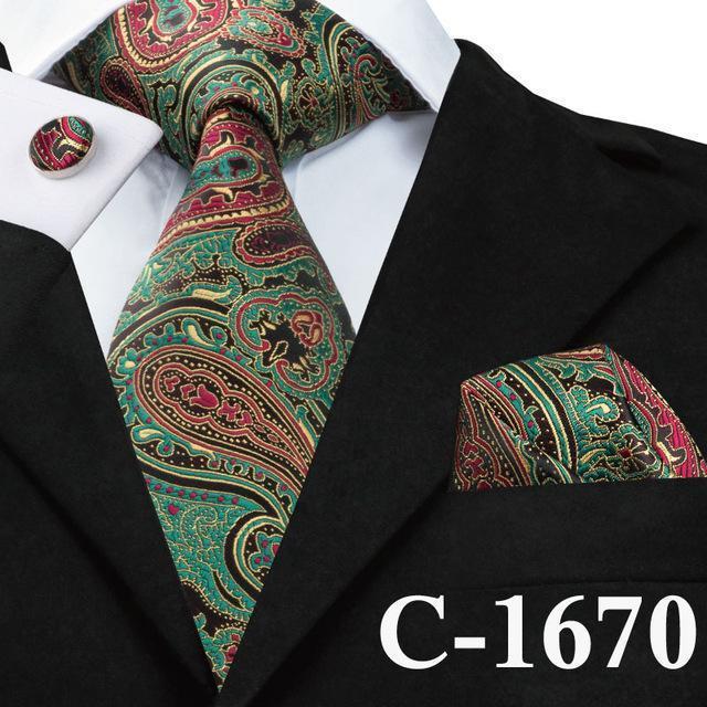 Mens Tie Blue Stripe Silk Jacquard Necktie Hanky Cufflink Set Business Wedding Party Ties For Men Men's Gift C-703-C-1670-JadeMoghul Inc.