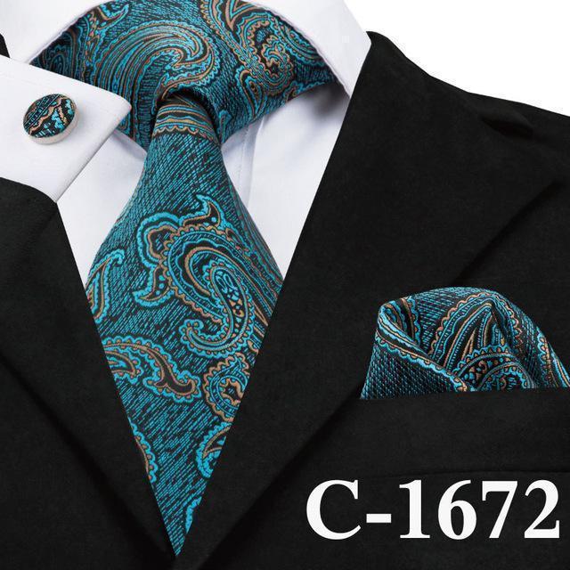 Mens Tie Blue Stripe Silk Jacquard Necktie Hanky Cufflink Set Business Wedding Party Ties For Men Men's Gift C-703-C-1672-JadeMoghul Inc.