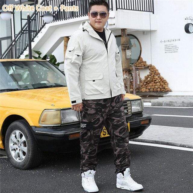 Mens Tracksuit 2019 2 Piece Autumn Men Camouflage Sports Pants Off White Hoodie Jacket Coat Big Size 5XL 6XL 7XL 8XL 9XL Clothes AExp