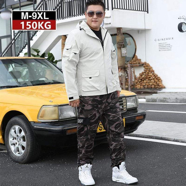 Mens Tracksuit 2019 2 Piece Autumn Men Camouflage Sports Pants Off White Hoodie Jacket Coat Big Size 5XL 6XL 7XL 8XL 9XL Clothes AExp