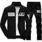 Mens Tracksuit Set / Stand Collar Sportswear / Casual Fitness Clothing Set-D05 black-M-JadeMoghul Inc.