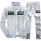 Mens Tracksuit Set / Stand Collar Sportswear / Casual Fitness Clothing Set-D05 gray-XL-JadeMoghul Inc.