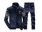 Mens Tracksuit Set / Stand Collar Sportswear / Casual Fitness Clothing Set-D38 dark blue-XL-JadeMoghul Inc.