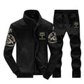 Men's Winter Tracksuit Set - Solid 2Pcs Suit (Jacket & Bottom)-Black D38-M-JadeMoghul Inc.