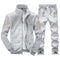 Men's Winter Tracksuit Set - Solid 2Pcs Suit (Jacket & Bottom)-Grey D38-M-JadeMoghul Inc.