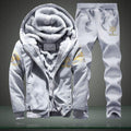 Men's Winter Tracksuit Set - Solid 2Pcs Suit (Jacket & Bottom)-Grey D76-S-JadeMoghul Inc.
