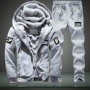 Men's Winter Tracksuit Set - Solid 2Pcs Suit (Jacket & Bottom)-Grey D80-S-JadeMoghul Inc.