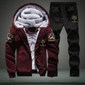 Men's Winter Tracksuit Set - Solid 2Pcs Suit (Jacket & Bottom)-Red D76-S-JadeMoghul Inc.