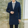 Men's Wool Long Sleeves Coat - Khaki Fashion Men Jacket-Navy Blue-S-JadeMoghul Inc.