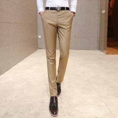 Men'sDress Trousers / Slim Fit Formal Pants-Khaki-28-JadeMoghul Inc.
