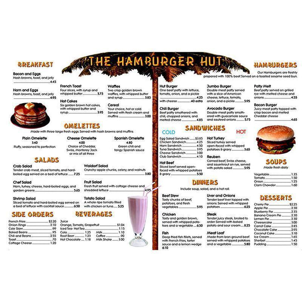 MENU MATH HAMBURGER HUT EXTRA-Learning Materials-JadeMoghul Inc.