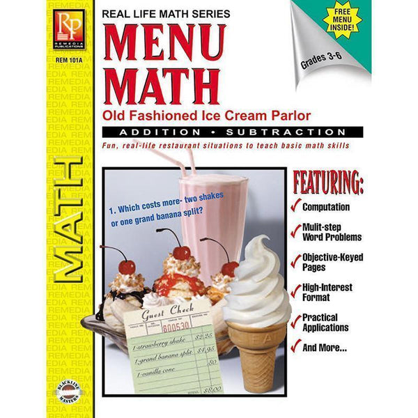 MENU MATH ICE CREAM PARLOR BOOK-1-Learning Materials-JadeMoghul Inc.