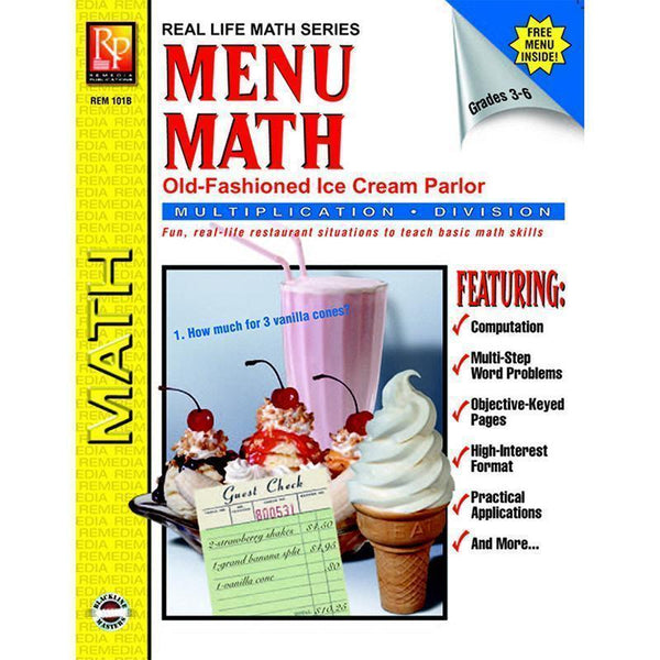 MENU MATH ICE CREAM PARLOR BOOK-2-Learning Materials-JadeMoghul Inc.