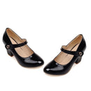 Meotina High Heels Women Mary Janes Party Shoes Pumps 2018 Spring White Shoes Thick High Heel Round Toe Shoes Ladies Blue Pink-Black-6-JadeMoghul Inc.