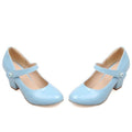 Meotina High Heels Women Mary Janes Party Shoes Pumps 2018 Spring White Shoes Thick High Heel Round Toe Shoes Ladies Blue Pink-Blue-6-JadeMoghul Inc.