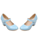 Meotina High Heels Women Mary Janes Party Shoes Pumps 2018 Spring White Shoes Thick High Heel Round Toe Shoes Ladies Blue Pink-Blue-6-JadeMoghul Inc.