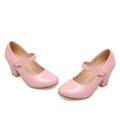 Meotina High Heels Women Mary Janes Party Shoes Pumps 2018 Spring White Shoes Thick High Heel Round Toe Shoes Ladies Blue Pink-Pink-6-JadeMoghul Inc.